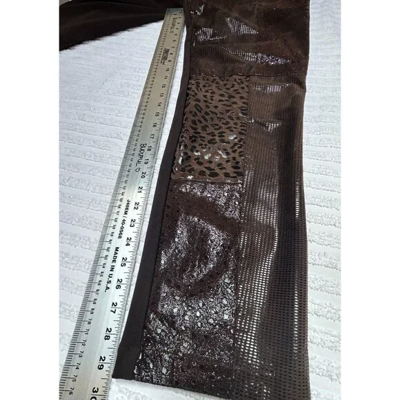 Vintage Mitchie's Matching High Rise Suede Patchwork Straight Leg Pants XL Brown - Picture 8 of 9